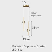 Lustre LED nordique en cuivre, design minimaliste et réglable en hauteur | Marco Lucetti B-Or / 3 modifiables