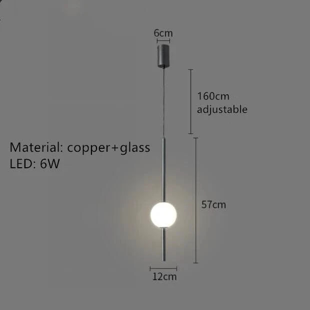 Lustre LED nordique en cuivre, design minimaliste et réglable en hauteur | Marco Lucetti C-Noir / 3 modifiables