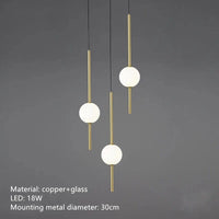 Lustre LED nordique en cuivre, design minimaliste et réglable en hauteur | Marco Lucetti E-Or / 3 modifiables