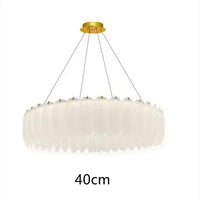 Lustre LED nordique en verre cristal et plumes décoratif d'intérieur - Collection Luxe