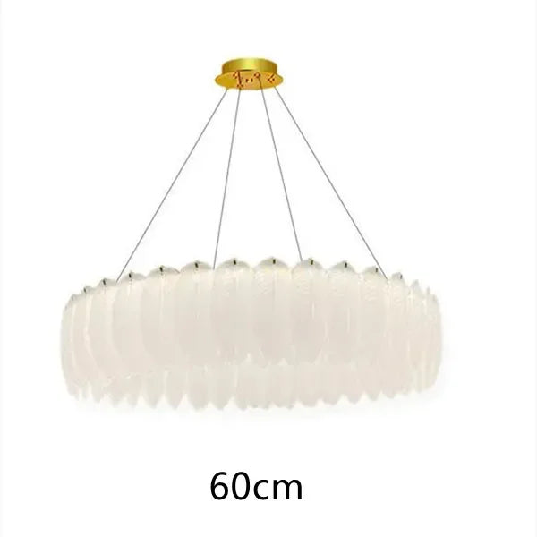 Lustre LED nordique en verre cristal et plumes décoratif d'intérieur - Collection Luxe