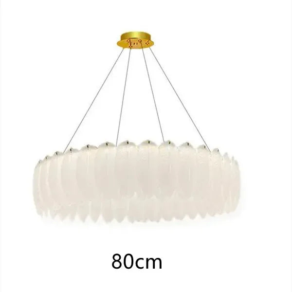 Lustre LED nordique en verre cristal et plumes décoratif d'intérieur - Collection Luxe