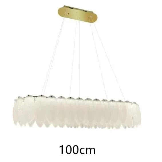 Lustre LED nordique en verre cristal et plumes décoratif d'intérieur - Collection Luxe | Marco Lucetti B100CM / Gradation à distance