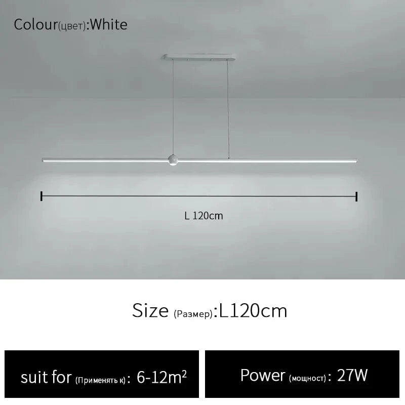 Lustre LED nordique minimaliste avec bande lumineuse créative | Marco Lucetti Blanc L120cm / Blanc chaud (3000K)
