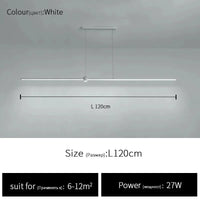 Lustre LED nordique minimaliste avec bande lumineuse créative | Marco Lucetti Blanc L120cm / Blanc chaud (3000K)