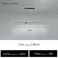 Lustre LED nordique minimaliste avec bande lumineuse créative | Marco Lucetti Noir L80cm / Blanc froid (6 000 K)