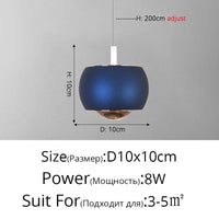 Lustre LED Nordique Minimaliste pour Bar et Restaurant | Marco Lucetti B Bleu D10x10cm 8W / Blanc froid