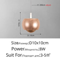 Lustre LED Nordique Minimaliste pour Bar et Restaurant | Marco Lucetti B Or D10x10cm 8W / Blanc froid