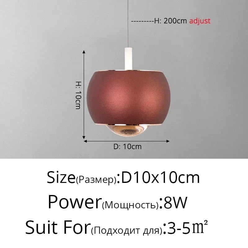 Lustre LED Nordique Minimaliste pour Bar et Restaurant | Marco Lucetti B Rouge D10x10cm 8W / Blanc chaud