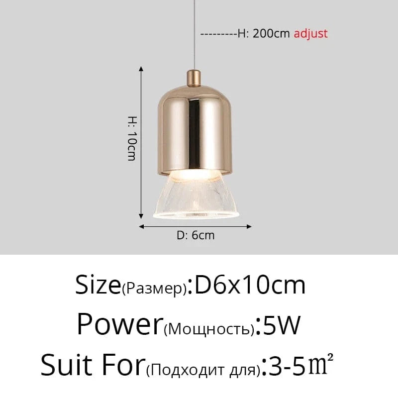 Lustre LED Nordique Minimaliste pour Bar et Restaurant | Marco Lucetti C Or D6x10cm 5W / Blanc froid
