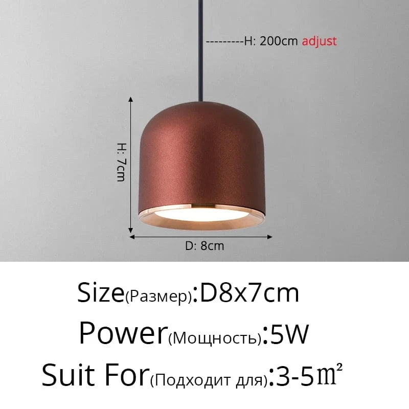 Lustre LED Nordique Minimaliste pour Bar et Restaurant | Marco Lucetti D Rouge D8x7cm 5W / Blanc froid