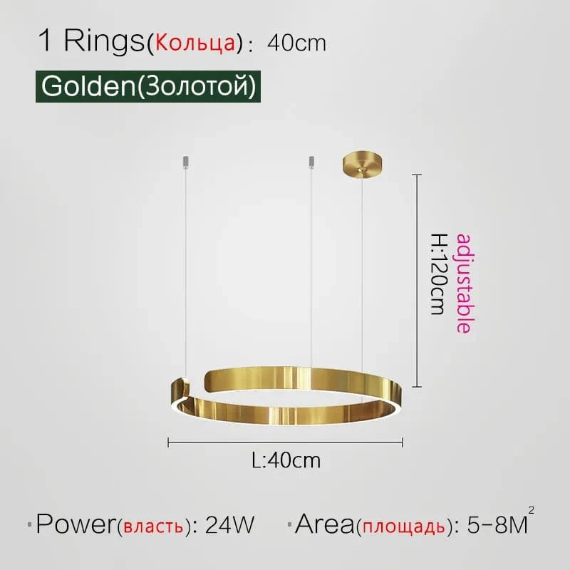 Lustre LED nordique pour salle à manger et salon - Collection Moderne | Marco Lucetti Doré 40cm / Blanc chaud (3000K)