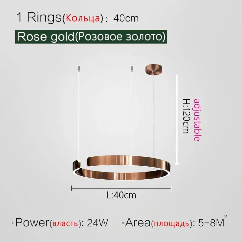 Lustre LED nordique pour salle à manger et salon - Collection Moderne | Marco Lucetti Or rose 40cm / Blanc chaud (3000K)