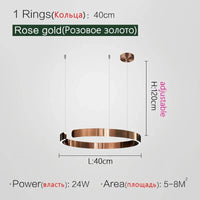 Lustre LED nordique pour salle à manger et salon - Collection Moderne | Marco Lucetti Or rose 40cm / Blanc chaud (3000K)