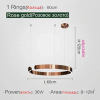 Lustre LED nordique pour salle à manger et salon - Collection Moderne | Marco Lucetti Or rose 60cm / Blanc chaud (3000K)