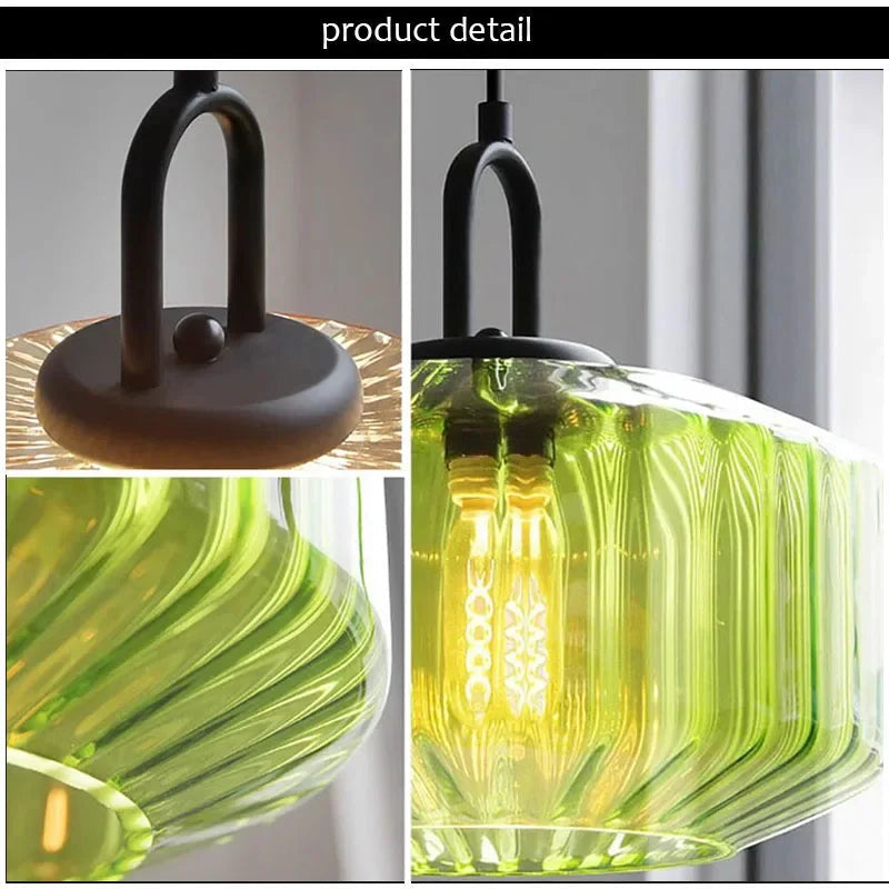 Suspension LED Nordique Rétro en Verre pour Intérieur Loft