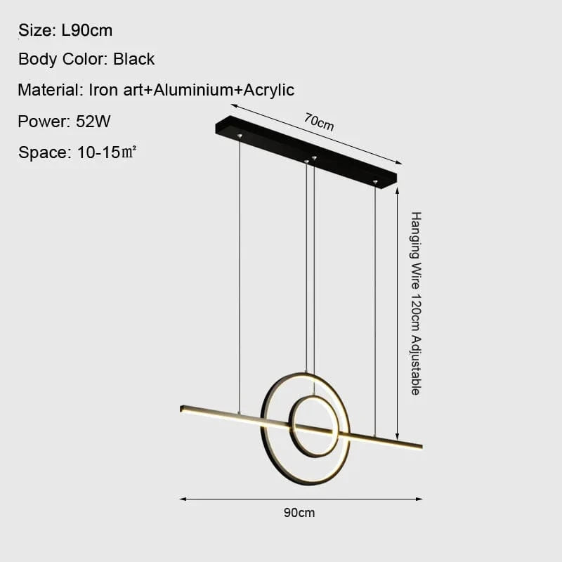 Lustre LED Nordique Simple Moderne pour une Décoration Intérieure Élégante | Marco Lucetti Noir / 52W / Dimmable avec télécommande | CHINE