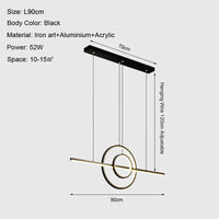 Lustre LED Nordique Simple Moderne pour une Décoration Intérieure Élégante | Marco Lucetti Noir / 52W / Dimmable avec télécommande | CHINE
