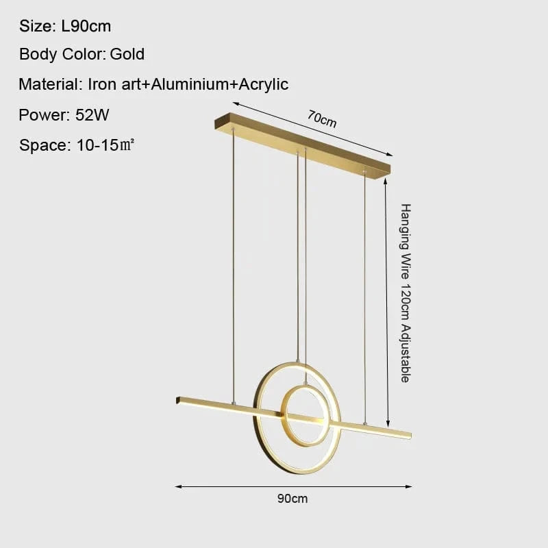 Lustre LED Nordique Simple Moderne pour une Décoration Intérieure Élégante | Marco Lucetti Or / 52W / Blanc froid | CHINE