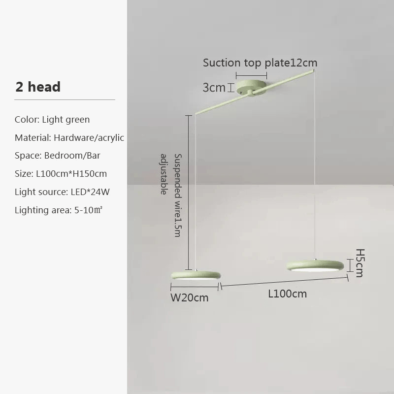Lustre LED Nordique Vert 1-3 Tête Disque Suspension - Luminaire Design pour Salon, Chambre, Cuisine - Décor Maison | Marco Lucetti