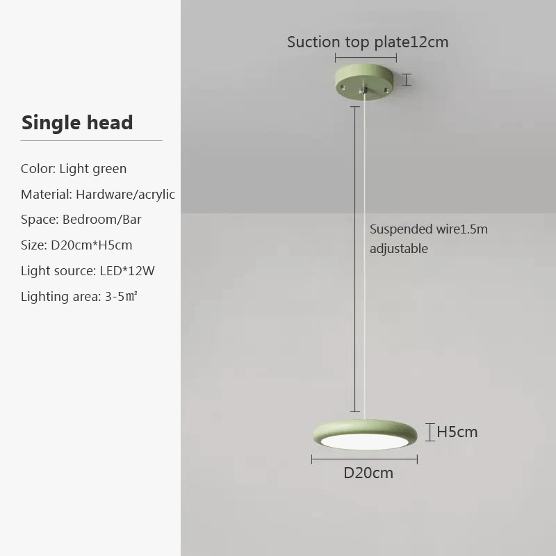 Lustre LED Nordique Vert 1-3 Tête Disque Suspension - Luminaire Design pour Salon, Chambre, Cuisine - Décor Maison | Marco Lucetti
