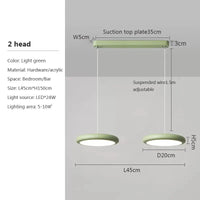 Lustre LED Nordique Vert 1-3 Tête Disque Suspension - Luminaire Design pour Salon, Chambre, Cuisine - Décor Maison | Marco Lucetti D / Lumière blanche