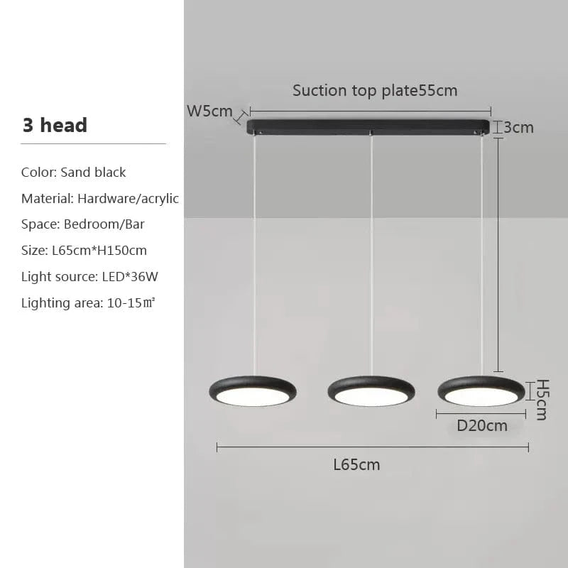 Lustre LED Nordique Vert 1-3 Tête Disque Suspension - Luminaire Design pour Salon, Chambre, Cuisine - Décor Maison | Marco Lucetti K / Lumière blanche