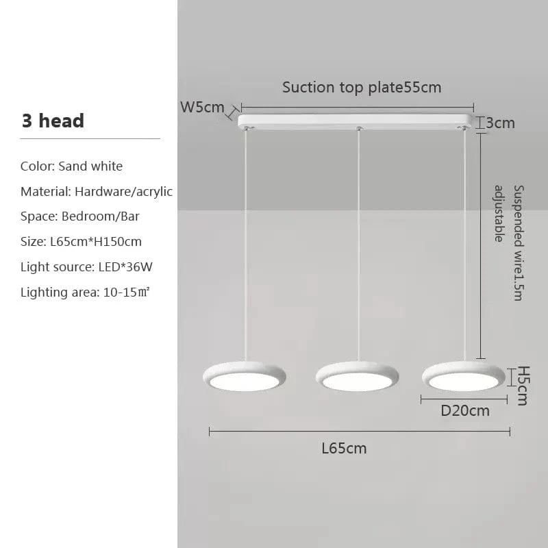 Lustre LED Nordique Vert 1-3 Tête Disque Suspension - Luminaire Design pour Salon, Chambre, Cuisine - Décor Maison | Marco Lucetti L / Lumière blanche