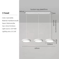 Lustre LED Nordique Vert 1-3 Tête Disque Suspension - Luminaire Design pour Salon, Chambre, Cuisine - Décor Maison | Marco Lucetti L / Lumière blanche