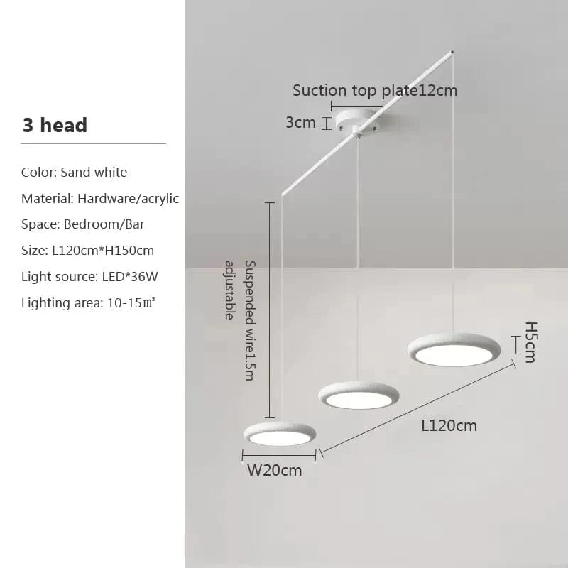 Lustre LED Nordique Vert 1-3 Tête Disque Suspension - Luminaire Design pour Salon, Chambre, Cuisine - Décor Maison | Marco Lucetti M / Lumière blanche