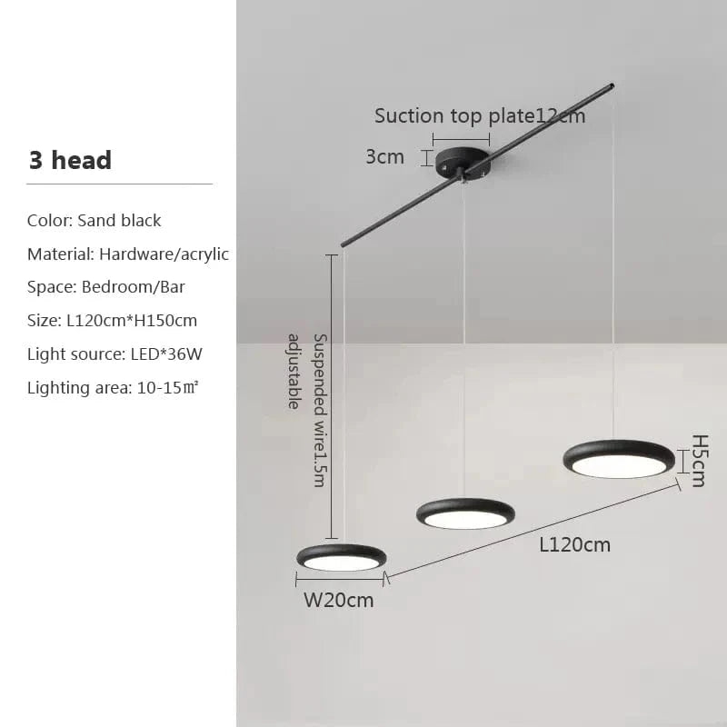 Lustre LED Nordique Vert 1-3 Tête Disque Suspension - Luminaire Design pour Salon, Chambre, Cuisine - Décor Maison | Marco Lucetti N / Lumière blanche