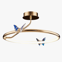 Lustre LED Papillon en Anneau d'Or pour Déco Loft | Marco Lucetti