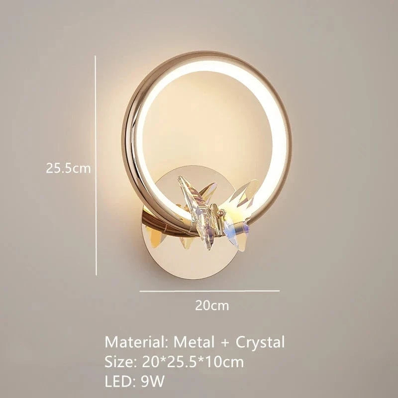 Lustre LED Papillon en Anneau d'Or pour Déco Loft | Marco Lucetti A-20 cm / 3 modifiables