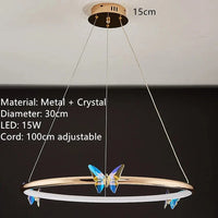 Lustre LED Papillon en Anneau d'Or pour Déco Loft | Marco Lucetti C-30cm / 3 modifiables