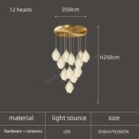 Lustre LED Pétale en Céramique Moderne Décoratif | Marco Lucetti 12 têtes / Lumière blanche