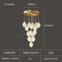 Lustre LED Pétale en Céramique Moderne Décoratif | Marco Lucetti 16 têtes / Lumière blanche