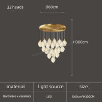 Lustre LED Pétale en Céramique Moderne Décoratif | Marco Lucetti 22 têtes / Lumière blanche
