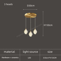 Lustre LED Pétale en Céramique Moderne Décoratif | Marco Lucetti 3 têtes / Lumière blanche