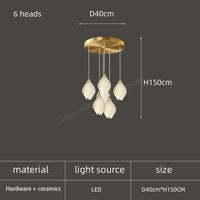 Lustre LED Pétale en Céramique Moderne Décoratif | Marco Lucetti 6 têtes / Lumière blanche
