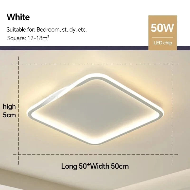 Lustre LED Plafond Maison - Éclairage Élégant | Marco Lucetti Carré Blanc 50cm / Blanc chaud (pas de RC)