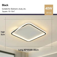 Lustre LED Plafond Maison - Éclairage Élégant | Marco Lucetti Carré Noir 40cm / Blanc chaud (pas de RC)