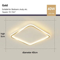 Lustre LED Plafond Maison - Éclairage Élégant | Marco Lucetti Carré Or 40cm / Blanc chaud (pas de RC)