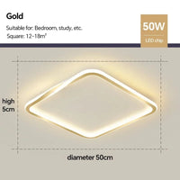 Lustre LED Plafond Maison - Éclairage Élégant | Marco Lucetti Carré Or 50cm / Blanc chaud (pas de RC)