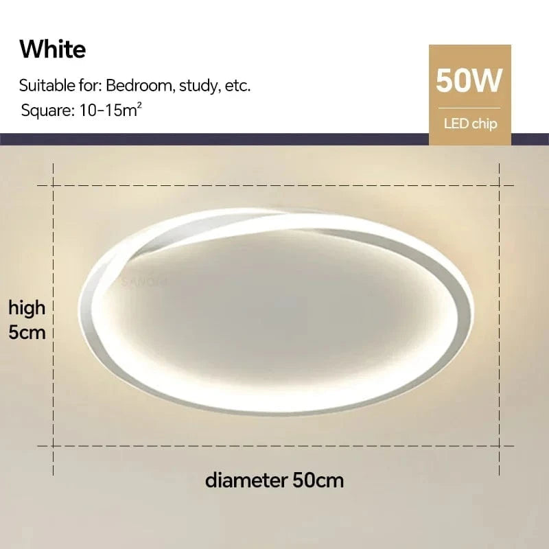 Lustre LED Plafond Maison - Éclairage Élégant | Marco Lucetti Circulaire Blanc 50cm / Blanc chaud (pas de RC)