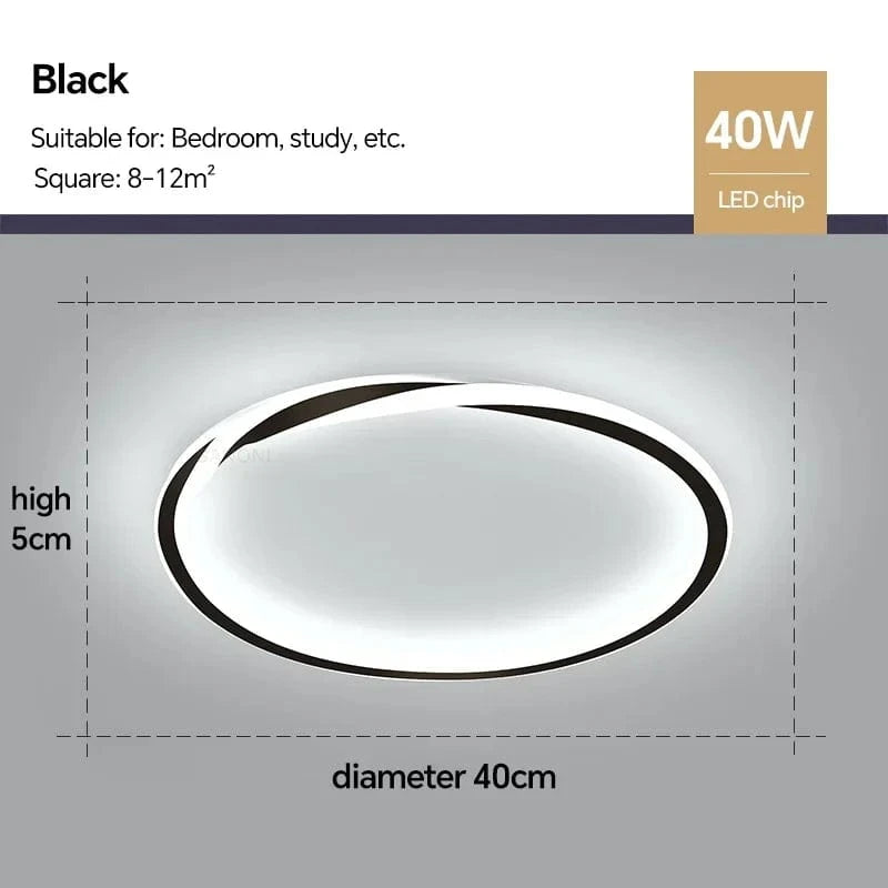 Lustre LED Plafond Maison - Éclairage Élégant | Marco Lucetti Circulaire Noir 40cm / Blanc chaud (pas de RC)