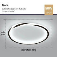 Lustre LED Plafond Maison - Éclairage Élégant | Marco Lucetti Circulaire Noir 50cm / Blanc chaud (pas de RC)