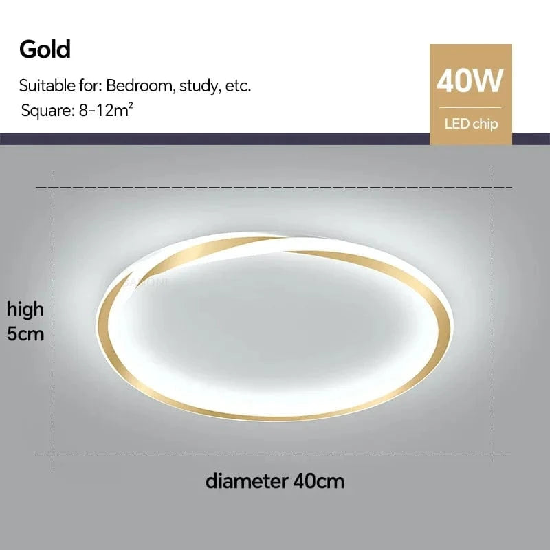 Lustre LED Plafond Maison - Éclairage Élégant | Marco Lucetti Circulaire Or 40cm / Blanc chaud (pas de RC)