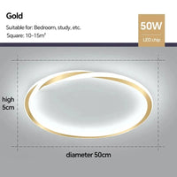 Lustre LED Plafond Maison - Éclairage Élégant | Marco Lucetti Circulaire Or 50cm / Blanc chaud (pas de RC)