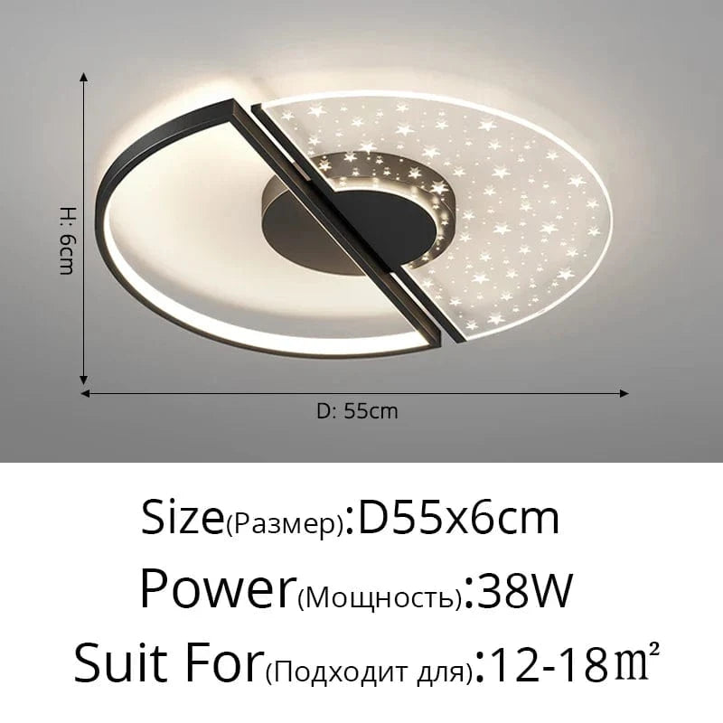 Lustre LED Plumes Acryliques: Éclairez votre intérieur | Marco Lucetti Étoile 55cm noire / Blanc chaud, pas de télécommande