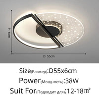 Lustre LED Plumes Acryliques: Éclairez votre intérieur | Marco Lucetti Étoile 55cm noire / Blanc chaud, pas de télécommande